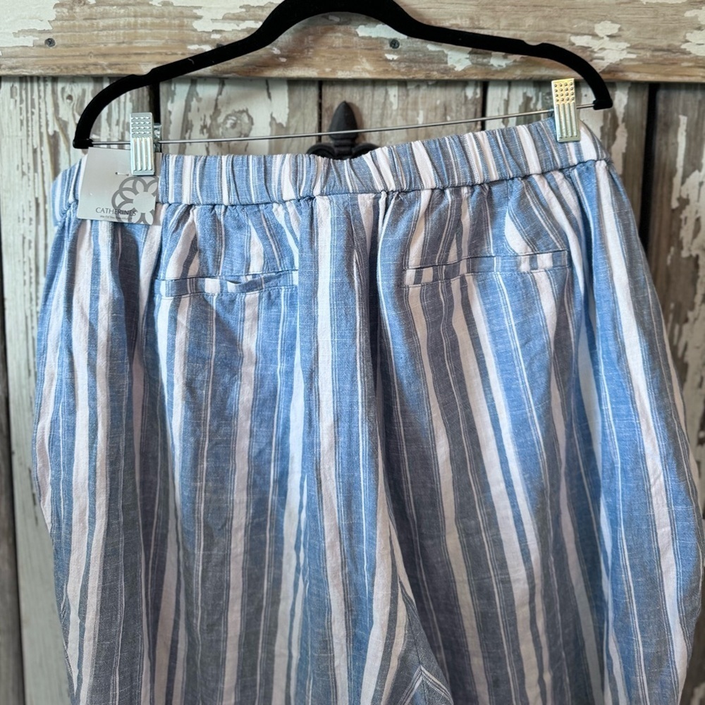 Catherine’s Blue & White Striped Lynen Blend Pants Size 3XWP NWT - Picture 7 of 7